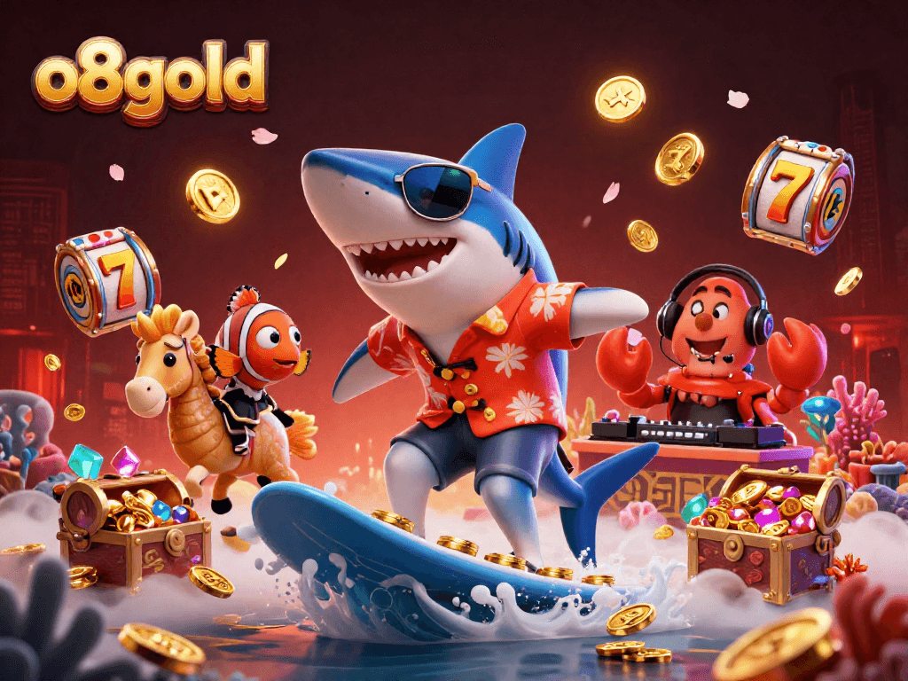 Experience thrilling gaming adventures at o8gold with dynamic casino-themed elements and characters.