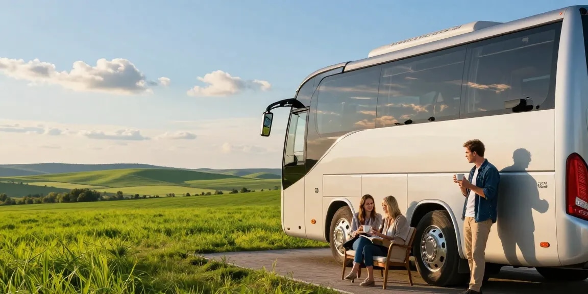 Rezervări bilete autocar pentru călătorii sigure și rapide către Europa, având pe fundal peisaje unice și confortul serviciilor Davo Group.