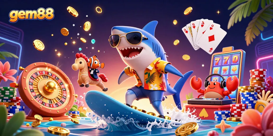 Engage with gem88’s thrilling casino adventure featuring vibrant underwater characters and exciting gaming elements.