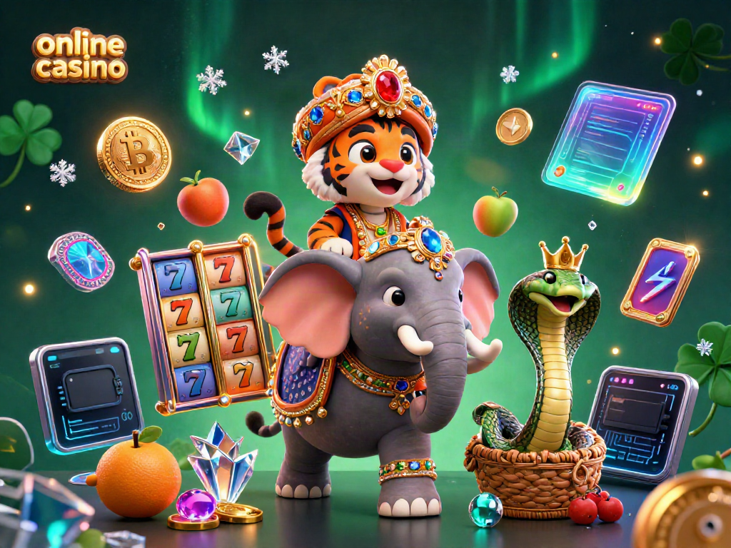 Experience an online casino adventure with dynamic elements and characters in a vibrant 3D scene.